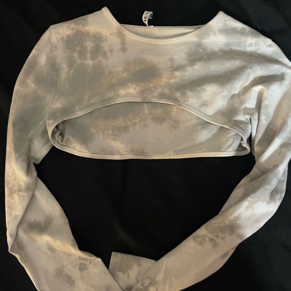 zara long sleeve gray tie dye crop